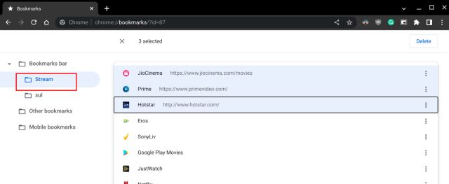 బుక్మార్క్ మేనేజర్ నుండి Chromebookలో బుక్మార్క్లను తొలగించండి